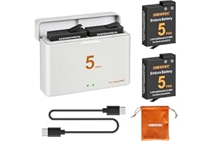 Shentec 2200mAh DJI Osmo Action 5 Pro/4/3, batterie e caricabatterie a LED Dual USB, compatibile con DJI Osmo Action 3, Action 4, Action 5 Pro, fotocamera