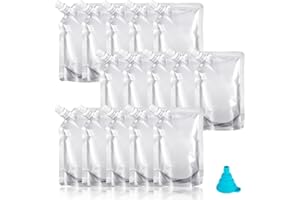 BASUIT 15 Packs Drink Pouches Refillable Drink Pouches Juice Pouch Bags Leak Proof with Spouts Funnel Beverage Portable Bags Festival Essentials for Parties, Picnic, Travel, Sports, Juice, Water,Home(500 ML)