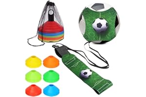 NICEWAT Football Entrainement Kit,Ensemble d'entraînement de Football,Ceinture Entrainement Football Réglable avec 12 Cônes de Disque pour Enfant et Adulte Convient à Ballon Foot