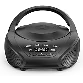 Gueray Portable CD Player Boombox Compact CD Radio with Stereo Speakers FM Radio AUX Input 3.5mm Jack for Headphones and LCD
