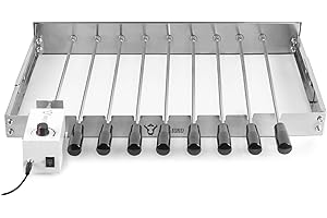 BBQ-Toro Elektryczny szpikulec, stal nierdzewna, 9 szpikulców i silnik, regulowany rozmiar 56 x 26-40 cm, wtyczka sieciowa i USB, mangal do szaszłyków, rożen do grilla