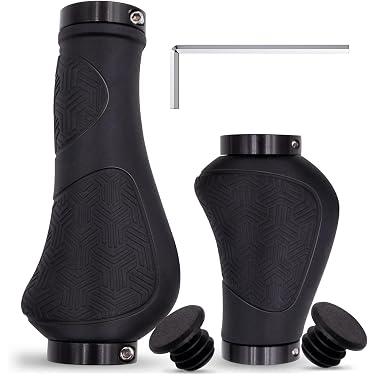 Poignées VTT Antidérapantes - Lot De 2 (une Longue 13,5cm, Une Courte 9,5cm) En Silicone, Avec Verrous Aluminium