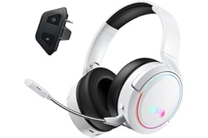 SUNGIVE 2,4GHz Kabelloses Gaming-Headset mit Xbox-Adapter, 7.1 Surround Sound, Over-Ear Kopfhörer mit Mikrofon, kompatibel mit Xbox One, Xbox Series X/S, PS4, PS5, Switch, PC, Laptop (Weiß)