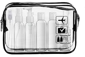 MORICOH Trousse de Toilette Voyage Transparente, Flacon de Voyage(100ml), Kit de 13 Pièces et 1 Sac Refermable (20x20cm) Conforme aux Normes UE et UK pour Bagages à Main, Voyage Accessoires