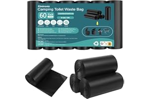 Flintronic Bolsas de inodoro para camping, 60 unidades (3 rollos), bolsas de inodoro portátiles, bolsas de basura impermeables para campamento, senderismo, viajes, cocina, hogar