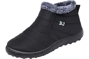 GENERISCH Winterschuhe Damen Warme Wasserdicht Winterstiefel Gefüttert Reißverschluss Plush Gefütterte Schneestiefel Winter Kurzschaft Rutschfeste Stiefel Weitschaft Schlupfstiefel Outdoor Stiefeletten