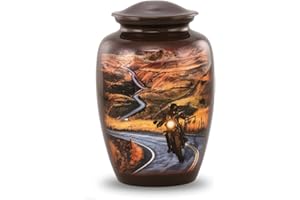 IMMORTAL-MEMORIES Personalized Motorcycle Urn - Full Size Cremation Urn - Highway to Heaven Urns for Men and Women - Motorcycle Lovers Funeral and Memorial Urns for Human Ashes Upto 210 Lbs with Velvet Bag (Large)