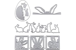 Getyjoe 4 pièces Matrices de Découpe de Lapin Scrapbooking Cutting Dies de Pâques Forme Feuilles Pochoirs Matrices de Découpe pour DIY Cartes Album Photo Bricolage Artisanal Décoration Outil