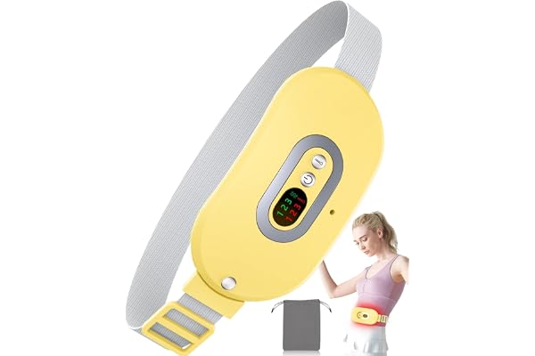 Ceinture Chauffante Regle Douloureuse-OVIFM Coussin Chauffant Menstruel Portable Ceinture Massant Chauffante Ventre Heating Pad Electrique 3 Niveaux de Température 3 Modes de Massage(Jaune)