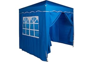 Defacto Carpa plegable de jardín, tienda de fiesta, jardín, cenador, 2 x 2 m, protección UV 50+, revestimiento de poliésterPVC, resistente al agua, incluye 4 paneles laterales, funda de transporte y