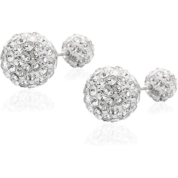 Boucles D’oreilles Double Face Argent Sterling Plaqué Or Avec CZ – Neuf Avec étiquettes