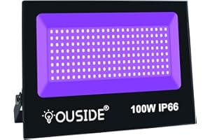 OUSIDE Lumière Noire LED 100W, Projecteur Lumière UV Extérieur,IP66 Imperméable Lampe LED Violet,Eclairage à Effet pour Fête,Disco DJ,Soirée,Peinture Fluo,Affiche Fluorescente,Néon,Bar