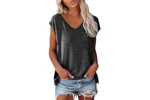 Shobdw T Shirt Damen V Ausschnitt Damen Shirt Tshirt T T-Shirt Sommer Kurzarm Top Bluse Sport Oberteil Oberteile Shirts Elegant Oversize Für Tshirts Mit Locker Baumwolle Basic Blusen T-Shirts