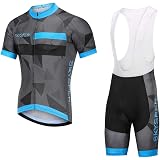 INBIKE Completo Ciclismo Estivo Manica Corta Tuta Ciclismo Uomo  Pantaloncini con Bretelle in Gel 3D : Abbigliamento