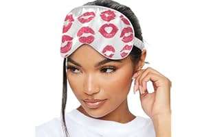 ‎SMUG SMUG Schlafmaske für Männer und Frauen aus superweichem Satin | Weich, gesund & tiefer Schlaf | Sleeping Mask reduziert Falten, Augenringe | Hält Licht ab | Kuss-Print