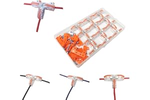 Connettori Compatti, CTRICALVER 12 pcs Connettore elettrico di tipo T, Morsetti Elettrici Rapidi, Con viti e base, Nylon