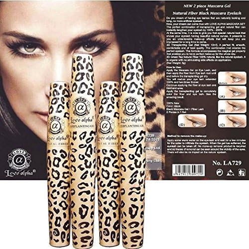 2 Sets (4 Tubes)/4 Sets (8 Tubes) Love Alpha (Gel &amp; Fiber) Mascara Set,brush on False Eyelashes by Love Alpha