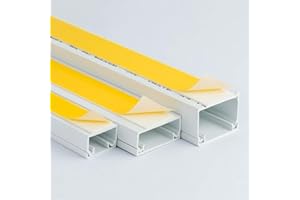 BMF DIRECT Electrical Cable Trunking with Self Adhesive White Paintable PVC Trunking Wire Tidy Conduit 1 Meter (2x 1m White, 38x25mm)