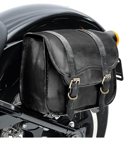 Sacoche Latérale Moto Triumph Bonneville T120/T100 - Toile Marron, 12 Litres, Poche étanche, Sangles De Fixation - 6