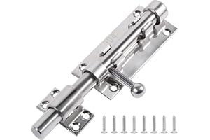 ZiYuya Schieberiegel Torriegel Türriegel Schwarz Bolzenriegel Edelstahl Riegelschloss Abschließbar Grendelriegel Schlossriegel Verriegelung, Zylinderriegel mit Vorhängeschloss, 6 Inch