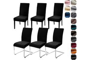 Alishomtll Lot de 6 housses de chaise de salle à manger très extensibles en velours, élastiques et lavables, pour hôtel, cérémonie (noir, 6 pièces)