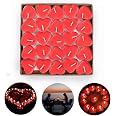 50 Bougies Chauffe-Plat Cœur Rouge – Bougies Romantiques Sans Fumée – Saint-Valentin, Anniversaire, Mariage
