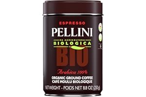 Pellini Espresso Bio, Caffè Macinato per Moka da Agricoltura Biologica dal Sapore Dolce e Delicato, Miscela 100% Arabica a Tostatura Media, Confezione da 250g