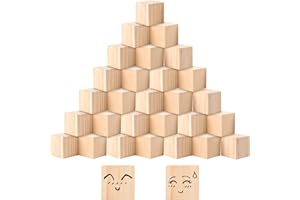 CYEER 30 Cubes en Bois Naturel 5x5x5cm - Gros Blocs de Bois Brut à Peindre pour Loisirs Créatifs, Bricolage Enfant, Décoration de Mariage et Apprentissage Montessori