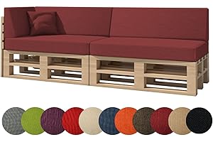 chilly pilley Palettenkissen Gartenkissen Palettenauflage Palettenpolster Indoor Outdoor Waschbar Abnehmbar Sitzkissen Rückenkissen (6er Set, Dunkelrot)