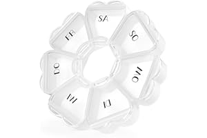 FHORAIN Runde herzförmige Pillenbox mit 7 großen Fächern für die Woche, reisefreundlich, Vitamin-Organizer (DE-Weiß)