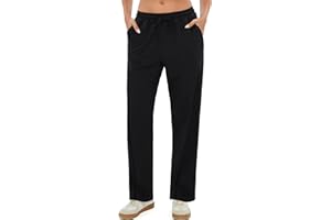 Terecey Pantalón Chándal Mujer Largos Algodón con Cordón Ajustable y Bolsillos Pantalón Jogger Cintura Alta para Deporte Running Yoga y Casa