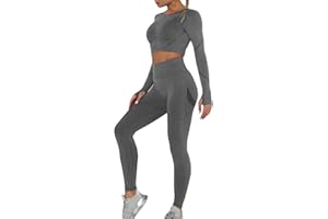 OEAK Abbigliamento Sportivo da Donna Set 2 Pezzi Top Sportivo e Vita Alta Leggings Yoga Tuta Ginnastica Completo Tuta per Running Yoga Fitness