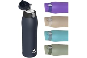 AORIN Butelka na napoje, 750 ml, ze stali nierdzewnej 18/8, szczelna, ze słomką, nie zawiera BPA, do szkoły, uprawiania sportu, na wodę, rower