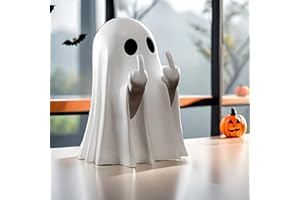 ZNDFTW Middle Finger Ghost Ornament, Halloween Decorations, Resin Funny Halloween Ghost Statue, Exquisite Sculpture for Ornaments, Shelf Mantel Display Ornaments