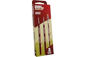 The Army Painter, Hobby Starter Brush Set di 3 pennelli per colori acrilici inclusi Drybrush, Small Detail & Standard Brush, pennello da modellazione a punta fine per pittura in miniatura fantasy