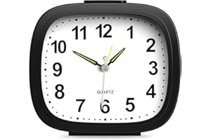 OQIMAX Newest Non Ticking Alarm Clocks Bedside, Battery Powered Bedside Clock with Snooze & Light, Large Display Basic Travel Alarm Clock, Easy to Read for Kids Heavy Sleepers Travel Bedroom Desk