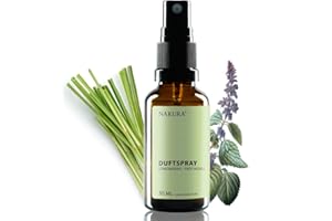 NAKURA® Raumspray, Duftspray und Lufterfrischer LEMONGRAS - PATCHOULI Bio 30 ml - Natürliches Raumduft Spray aus reinen ätherische Öle - Lufterfrischer Wohnung ohne Chemie - Lemongrass Raumduft
