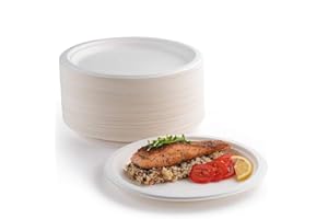 EVYIENEN 50 Piatti Carta,15.2cm Usa e Getta Biodegradabili Compostabili, Ecologici, Resistenti, Riciclabili, Perfetti Per Picnic e Barbecue Feste ed Eventi