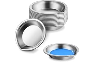 CYIOU 12 Teilig Edelstahl mischpalette Kinder Farbmischpalette Runde Mischpalette Metall Kleine Einfach zu Gießendem Ausguss Geeignet für Haushalt Handwerk und Laden