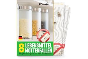 Chillife Trampa para polillas de alimentos, juego de 8 trampas de feromonas contra polillas de alimentos, eficaz trampa para polillas para el hogar y el jardín, combate las polillas de los alimentos