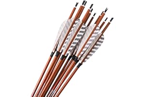 ACCMOS 12 pz Tiro al Arco Piel de Madera Flecha de Carbono Spine 350 400 500 600 700 ID 6,2 mm Flechas de Caza 4" Raya Pluma de Pavo para Arco y Flecha Tiroteo