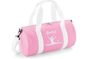 beyondsome Personalised Girls Gymnastics Splits Glitter Barrel Bag