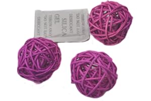 OUGUAL 10 Stück Natur Wicker Rattan Kugeln Tischschmuck Hochzeit Party zum Aufhängen Wobble Ball Weihnachten Deko 6cm Seichtes Lila