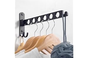 JOLY FANG Appendiabiti da parete pieghevole, Portatile Alluminio Stendibiancheria da Parete, Grucce Appendiabiti Pieghevole Salva spazio, per Camera da Letto, Bagno (Nero, 1)