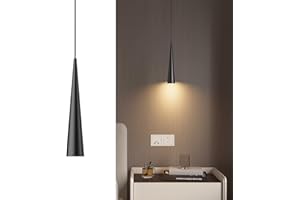 K-Bright Lampada a Sospensione ristorante, 5W Lampadina Gu10, Regolabile In Altezza lampada a sospensione moderna per cucina soggiorno tavolo da letto, luce bianca calda 3000K(Nero)