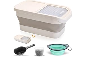 YITYDAMAI Boite Croquette Chien 5kg,Conteneur Croquettes Chien et Chats,Boite a Croquette pour Chiens, Boîte à Croquettes Chiens Pliable pour Nourriture Friandises Animaux + pelle/tasse à mesurer/bol pliable