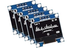 Dealikee 5Stück 0.96" OLED Display Module, 128 x 64 Treiber IIC I2C Serial Selbstleuchtendes Display Board 12864 4 Pin Self-Luminous Display Board. Weiß