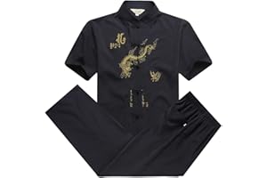 keepmore Chinesisch Kleidung Tang Anzug - Traditionell China Ancient Kostüm Kampfkunst Tangzhuang Kung Fu Lange Ärmel/Kurzarm Jacke Anzug Hemd Outfit Uniform für Herren