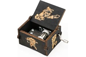 YOUTANG Zelda - Caja musical de madera tallada con manivela, regalo musical, reproduce la canción de las tormentas de Ocarina of Time, color negro