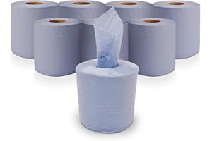 RelianceUK Pack of 6 Blue Centre Feed Roll | 2 Ply | Domestic & Commercial Usage | Disposable Kitchen Paper Rolls | Home, Garage, Office, Multipurpose Centre Feed Rolls
